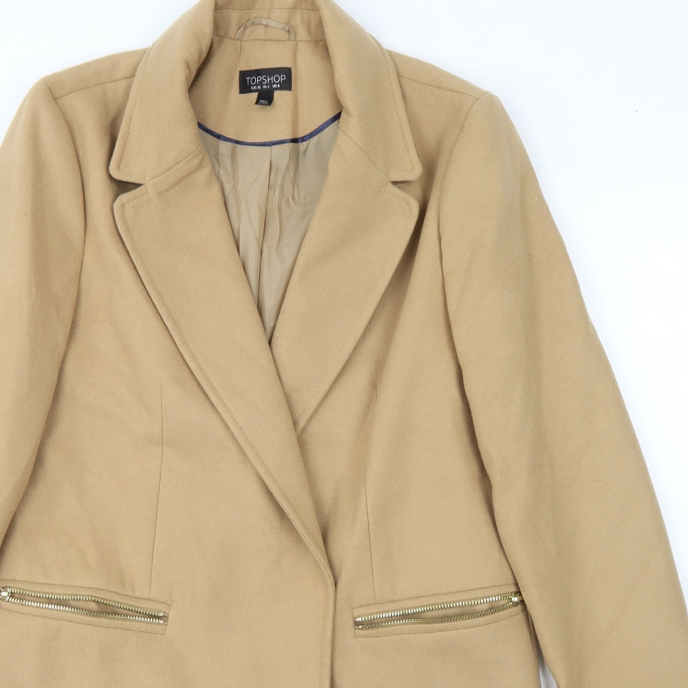 Topshop Womens Brown   Overcoat Coat Size 8  Snap