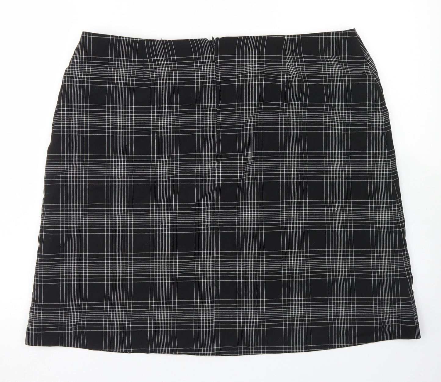 M&S Collection Womens Black Plaid Polyester A-Line Skirt Size 20   Zip