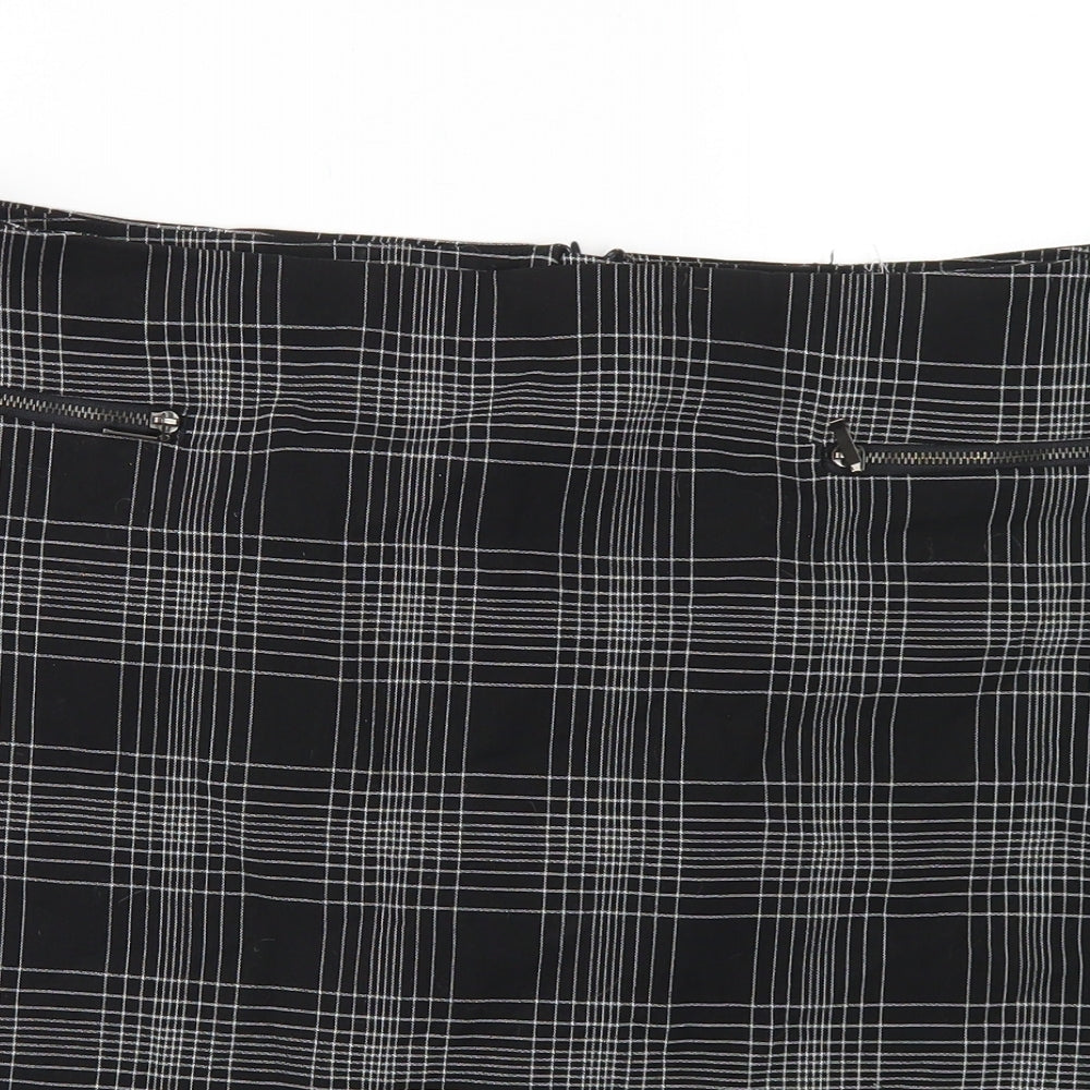 M&S Collection Womens Black Plaid Polyester A-Line Skirt Size 20   Zip