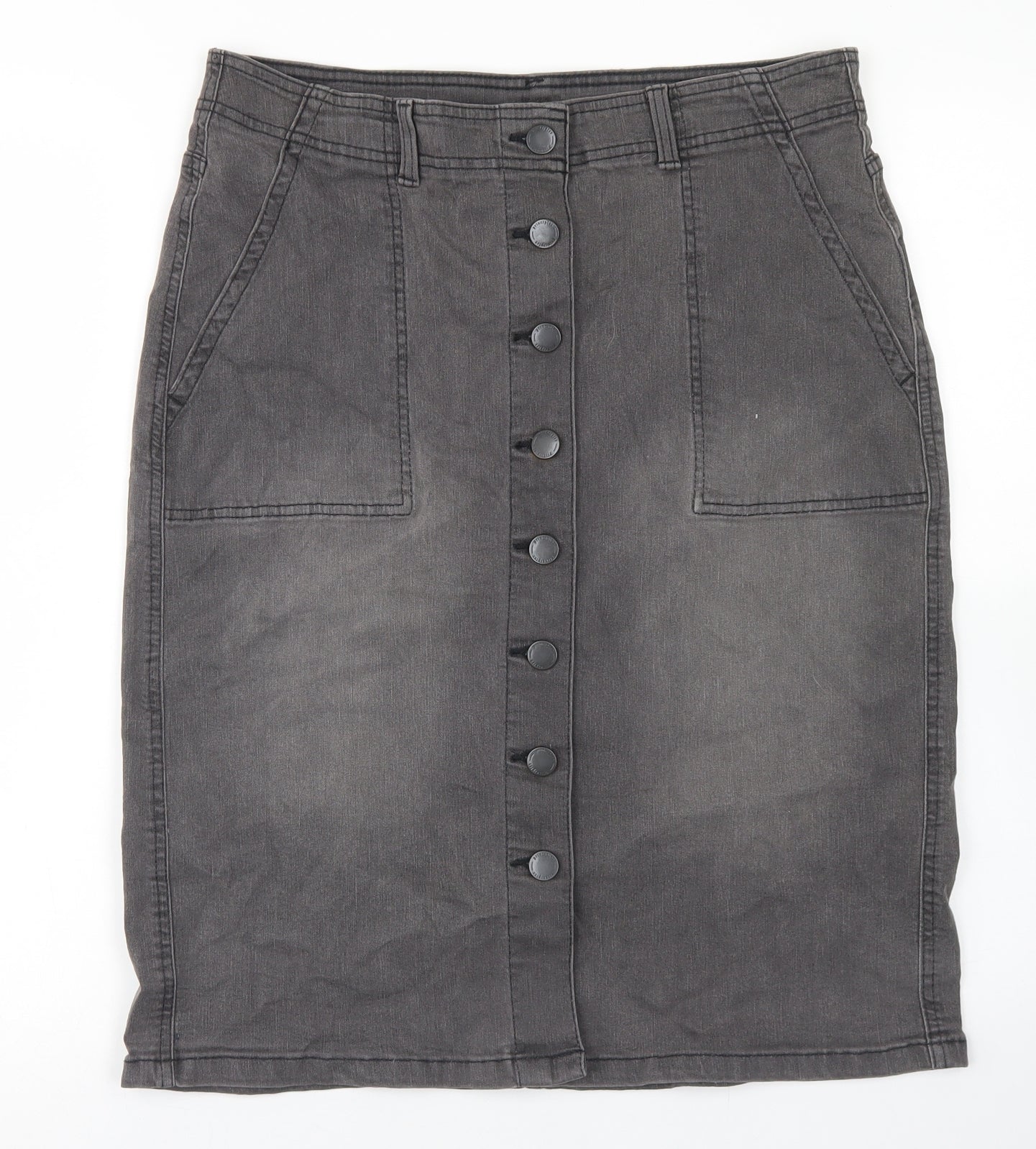 Principles Womens Grey  Cotton Straight & Pencil Skirt Size 14   Button