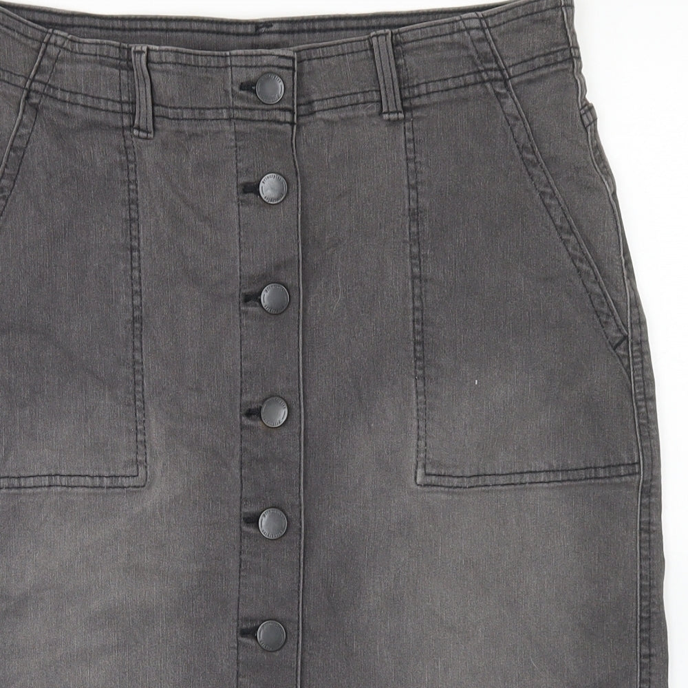 Principles Womens Grey  Cotton Straight & Pencil Skirt Size 14   Button