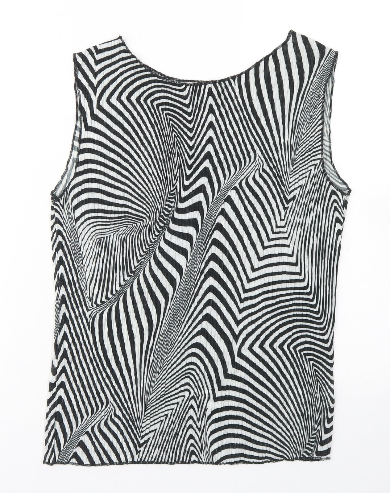 Marks & Spencer Womens Black Animal Print Polyester Basic Blouse Size 14 Round Neck
