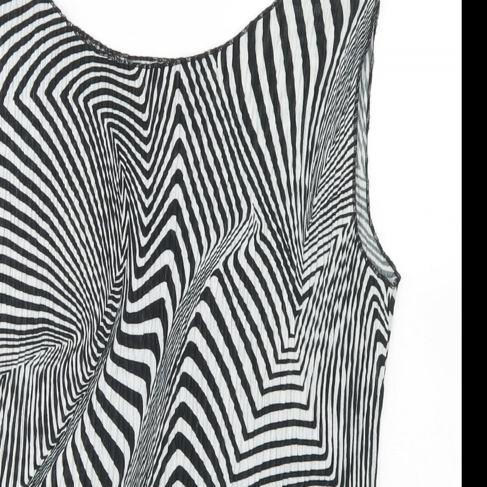 Marks & Spencer Womens Black Animal Print Polyester Basic Blouse Size 14 Round Neck