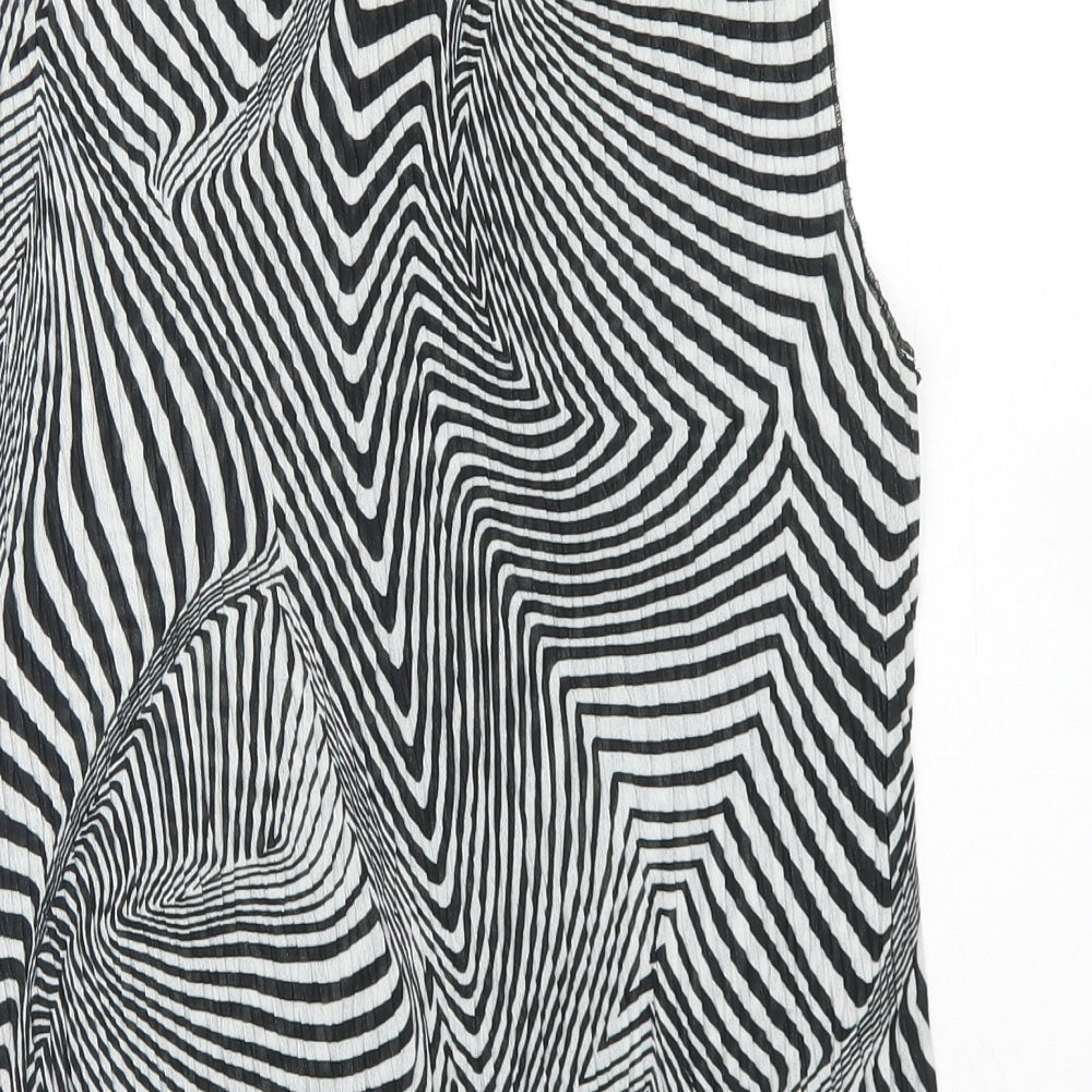 Marks & Spencer Womens Black Animal Print Polyester Basic Blouse Size 14 Round Neck