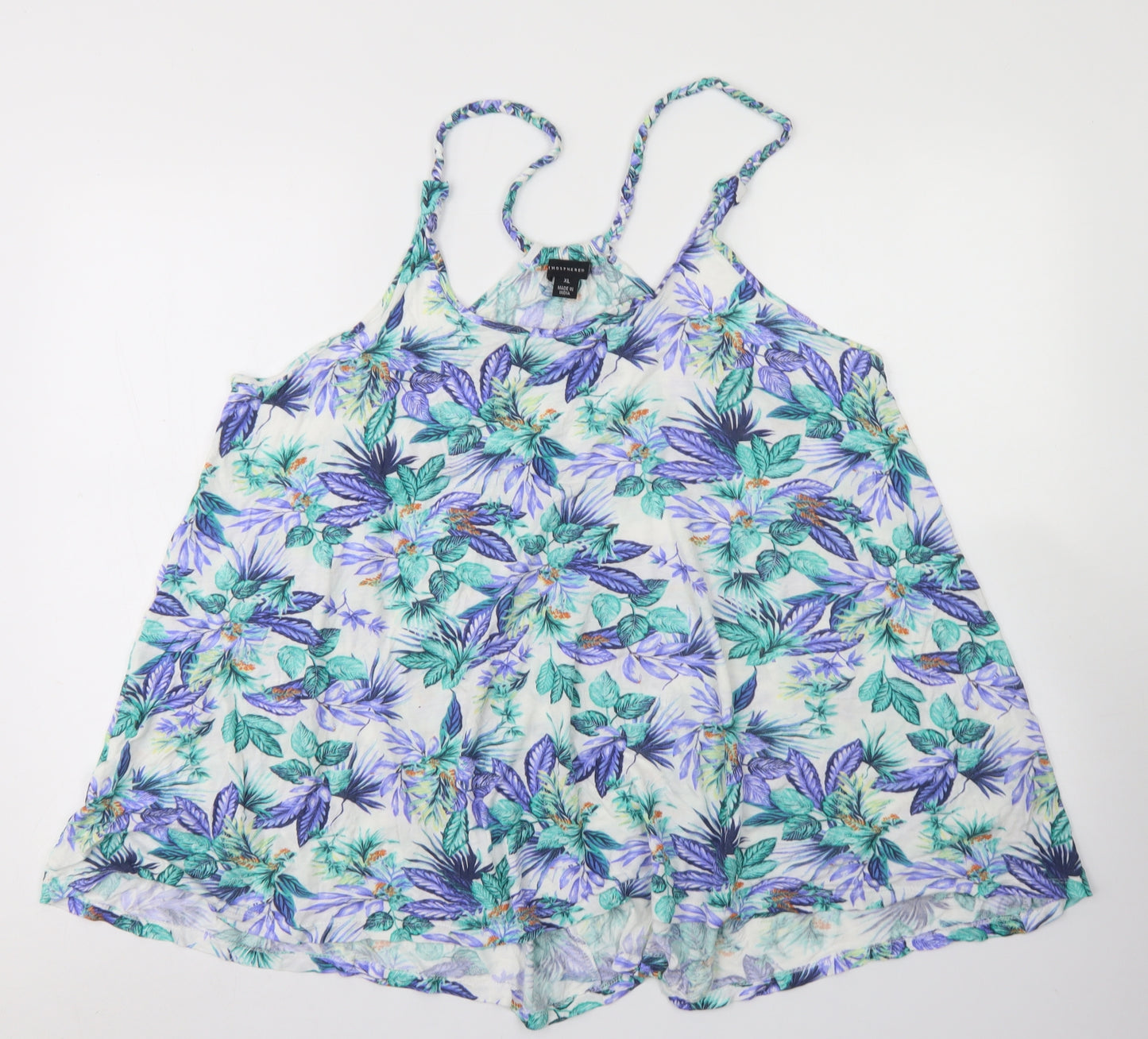 Atmosphere Womens Blue Floral Viscose Camisole Tank Size XL Round Neck - Beach Wear