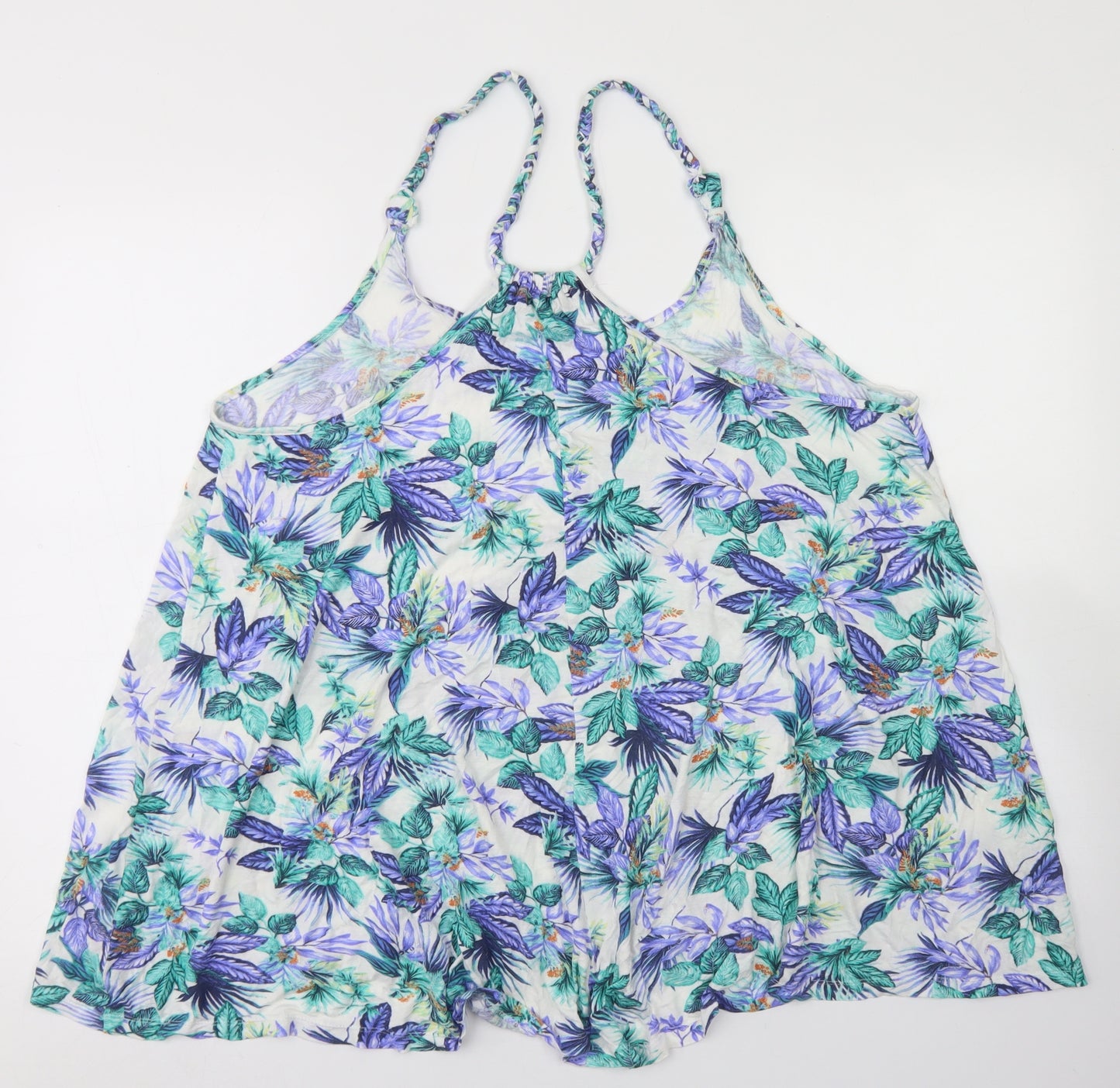 Atmosphere Womens Blue Floral Viscose Camisole Tank Size XL Round Neck - Beach Wear
