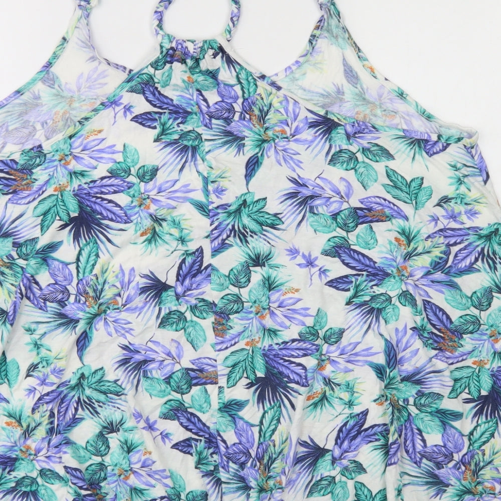 Atmosphere Womens Blue Floral Viscose Camisole Tank Size XL Round Neck - Beach Wear
