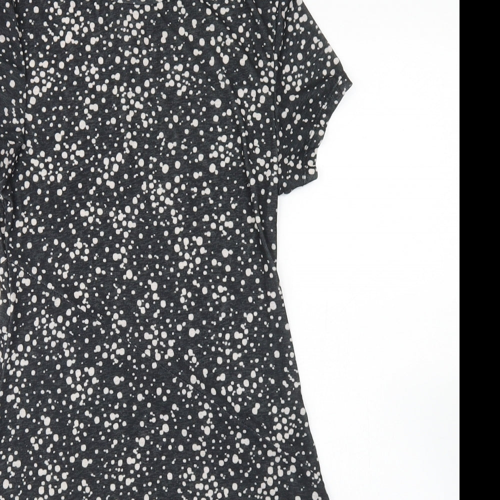 Topshop Womens Black Polka Dot Polyester Fit & Flare  Size 8  Crew Neck