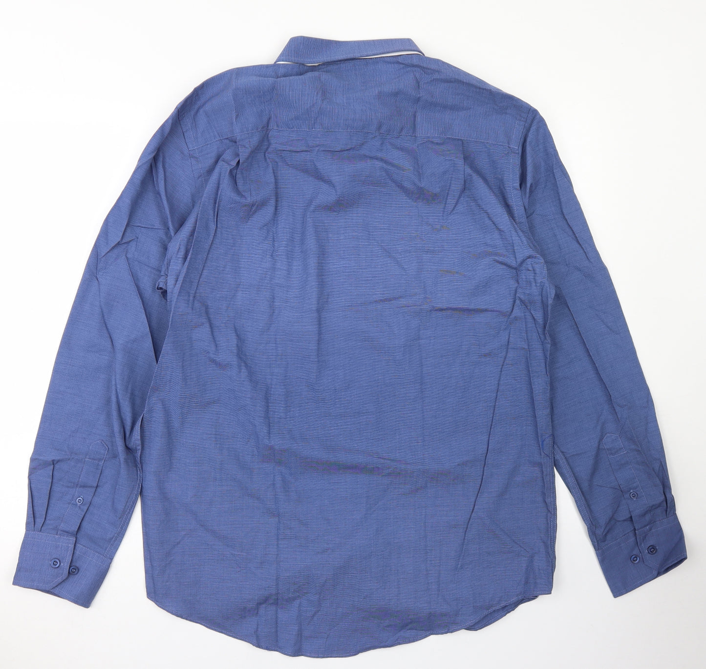 F&F Mens Blue  Cotton  Dress Shirt Size 15.5 Collared Button
