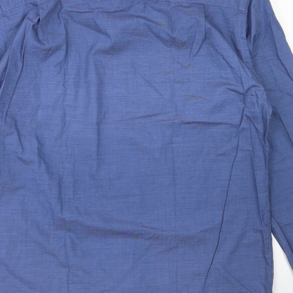 F&F Mens Blue  Cotton  Dress Shirt Size 15.5 Collared Button
