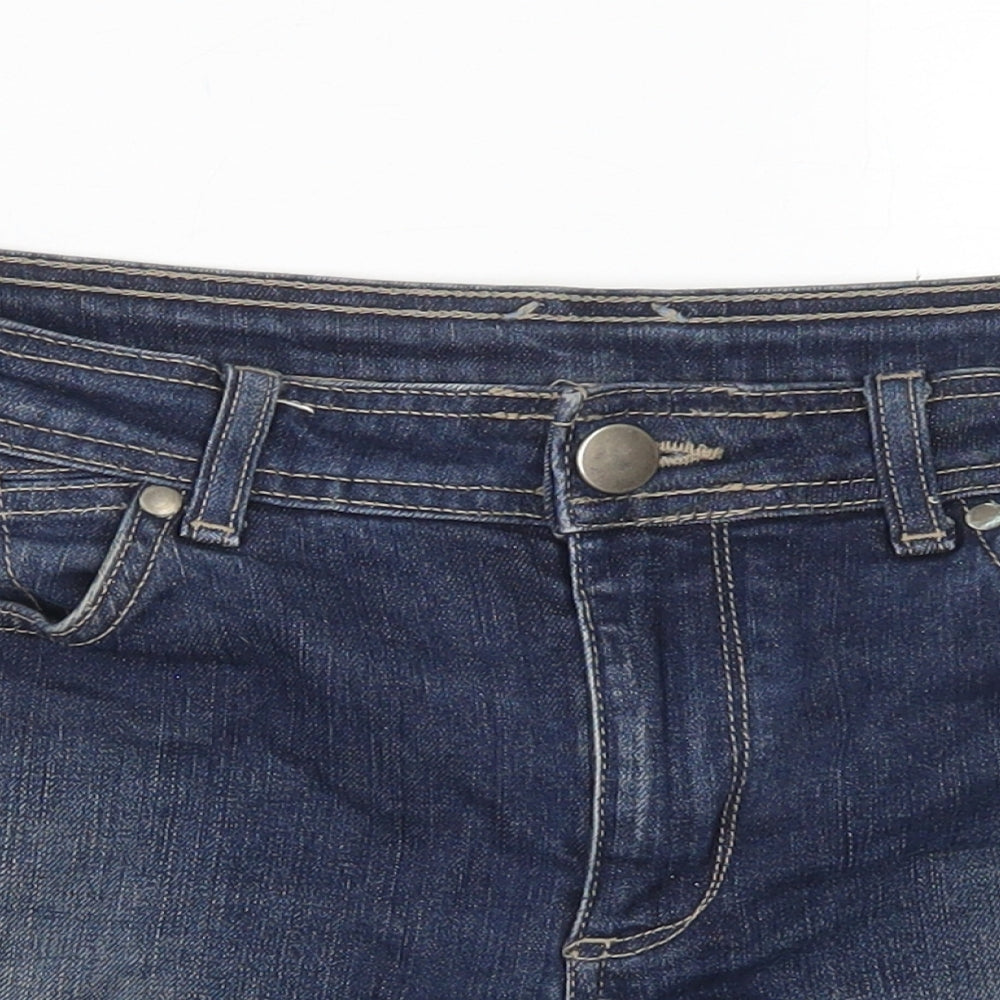 Marks & Spencer Womens Blue  Cotton Hot Pants Shorts Size 12 L3 in Regular Button