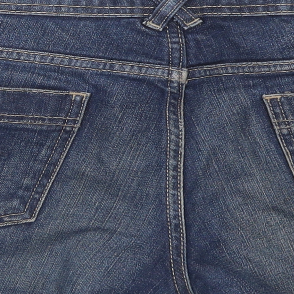 Marks & Spencer Womens Blue  Cotton Hot Pants Shorts Size 12 L3 in Regular Button