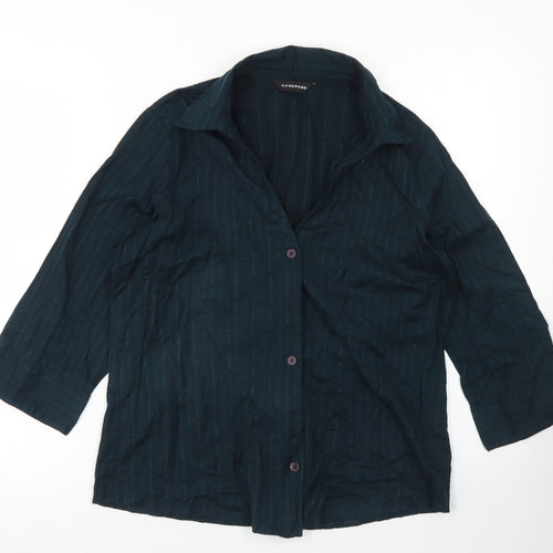 Wrdrobe Womens Blue  Cotton Basic Button-Up Size 12 Collared