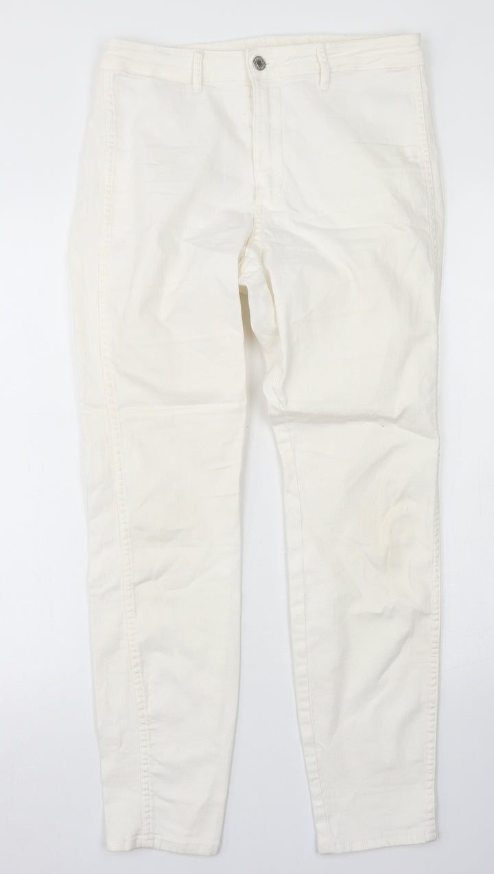 &Denim Womens White Cotton Skinny Jeans Size 30 in L27 in Regular Button