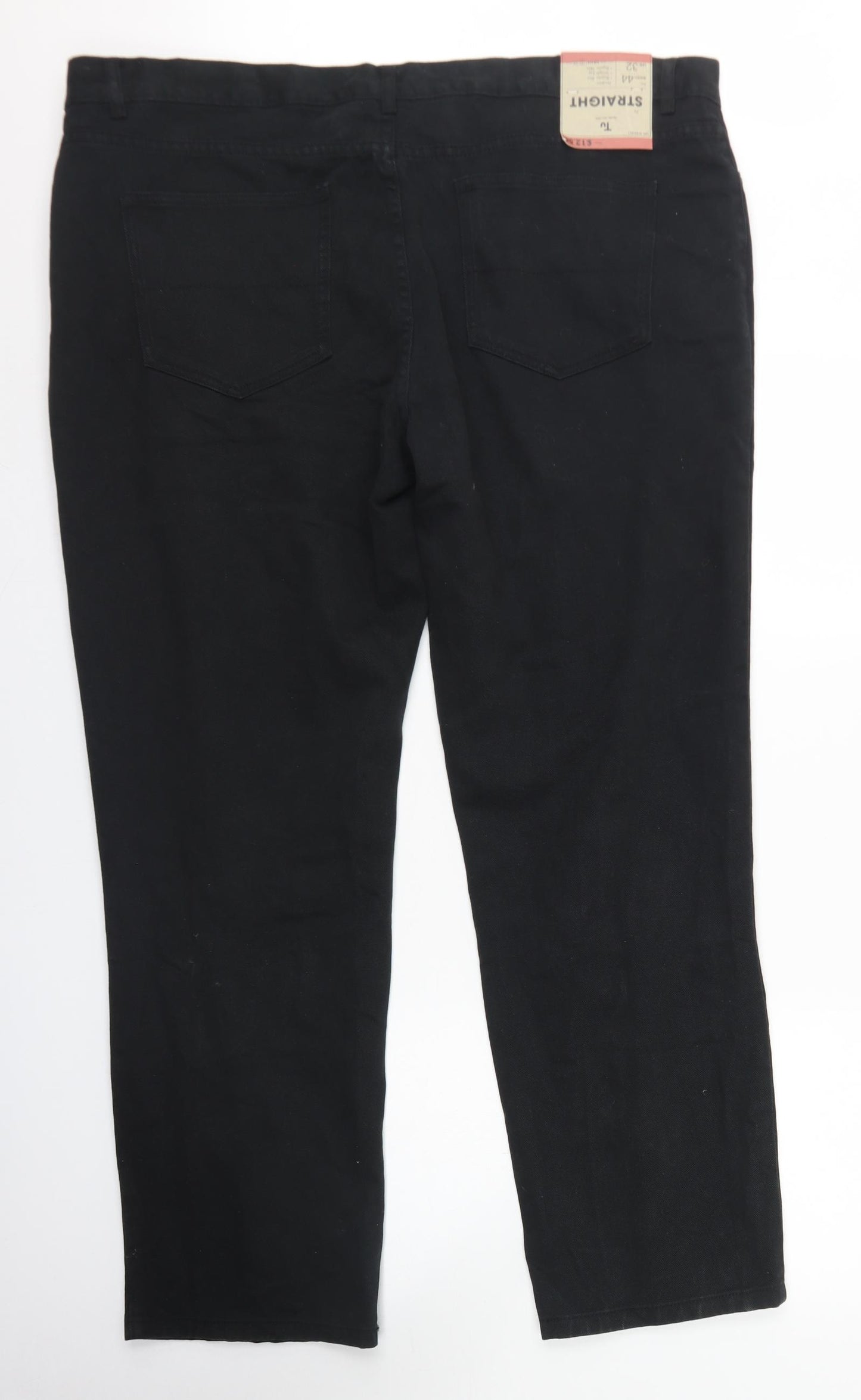 TU Mens Black  Cotton Straight Jeans Size 44 in L32 in Regular Button