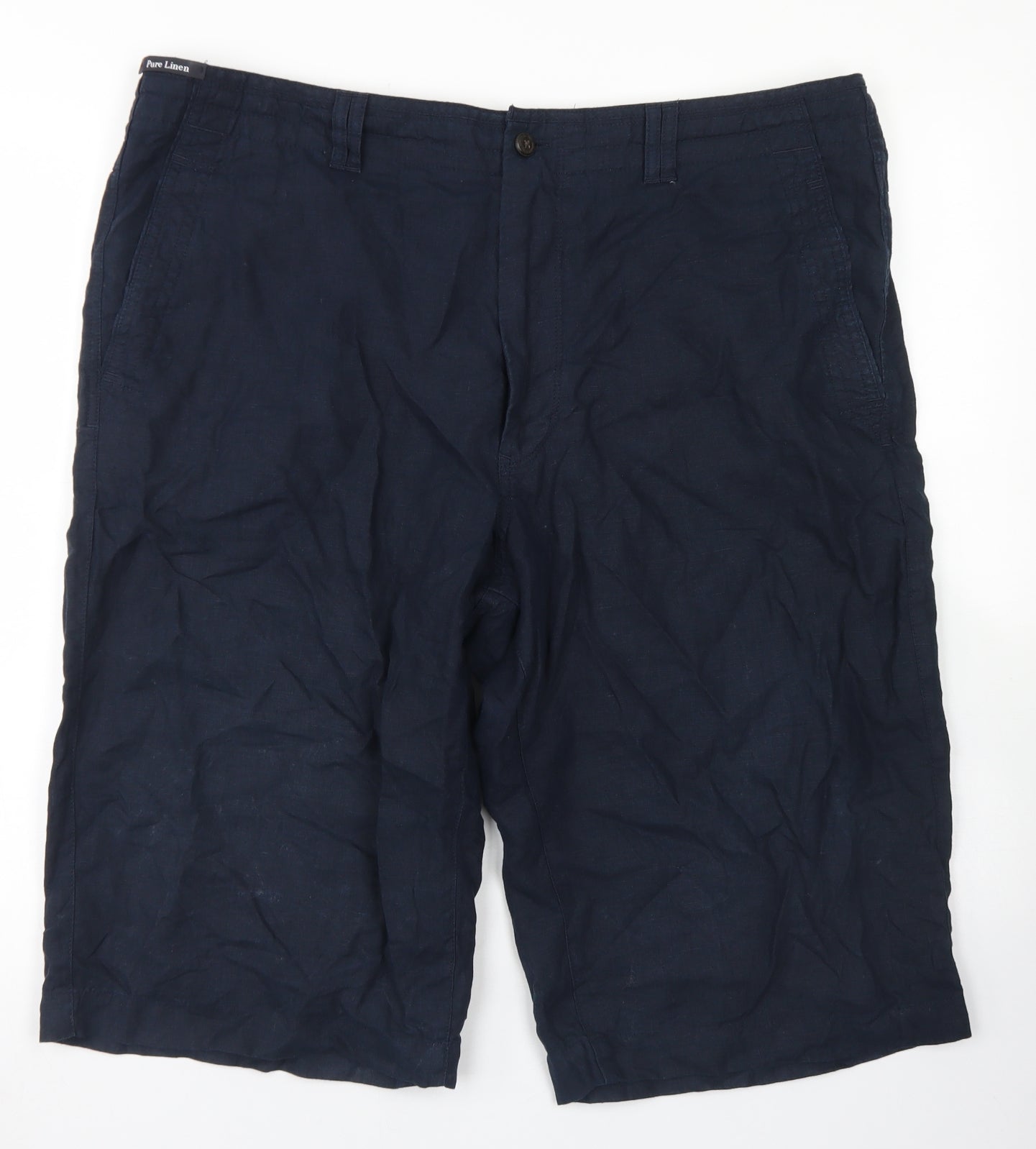 Blue Harbour Mens Blue  Linen Chino Shorts Size 40 in L14 in Regular Button