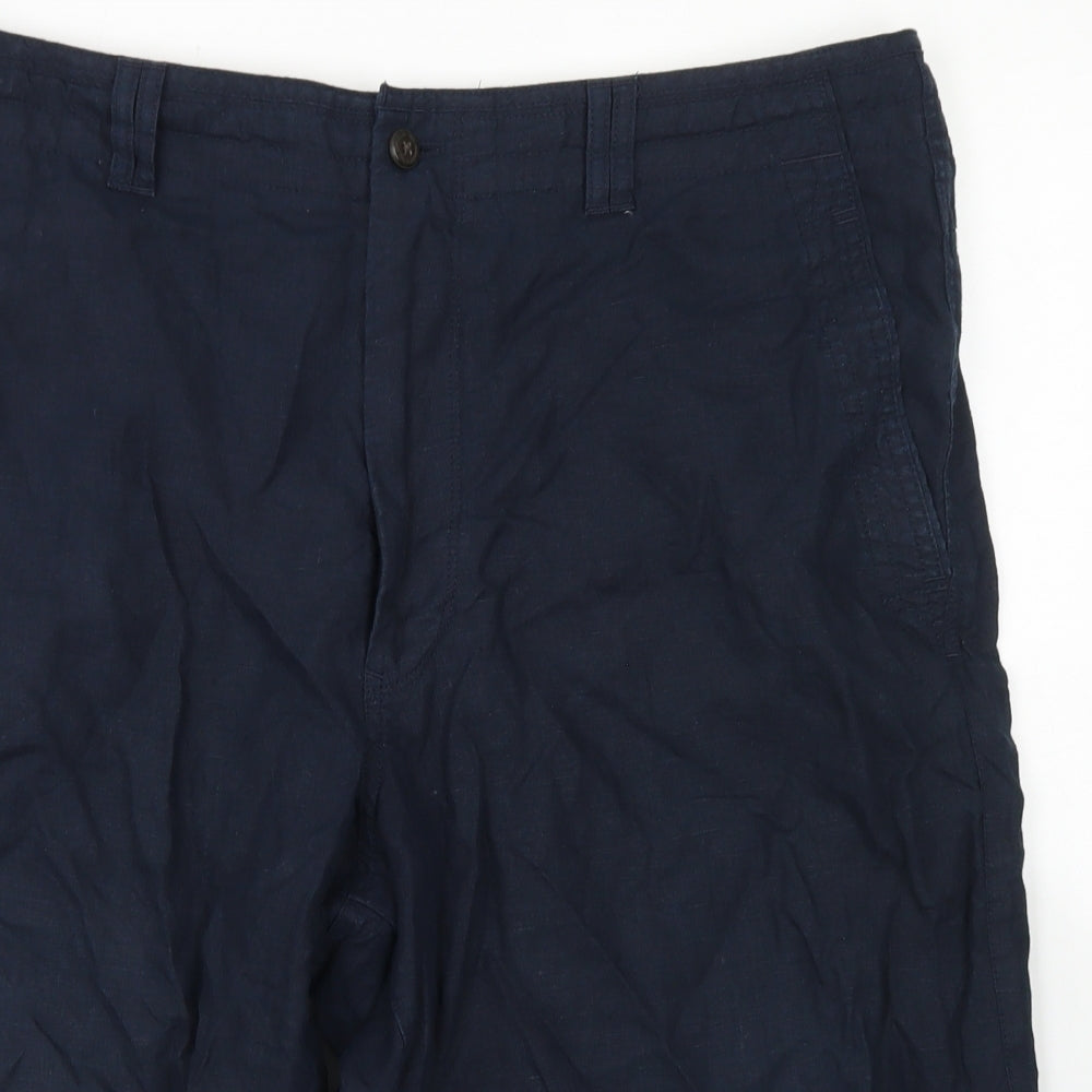 Blue Harbour Mens Blue  Linen Chino Shorts Size 40 in L14 in Regular Button