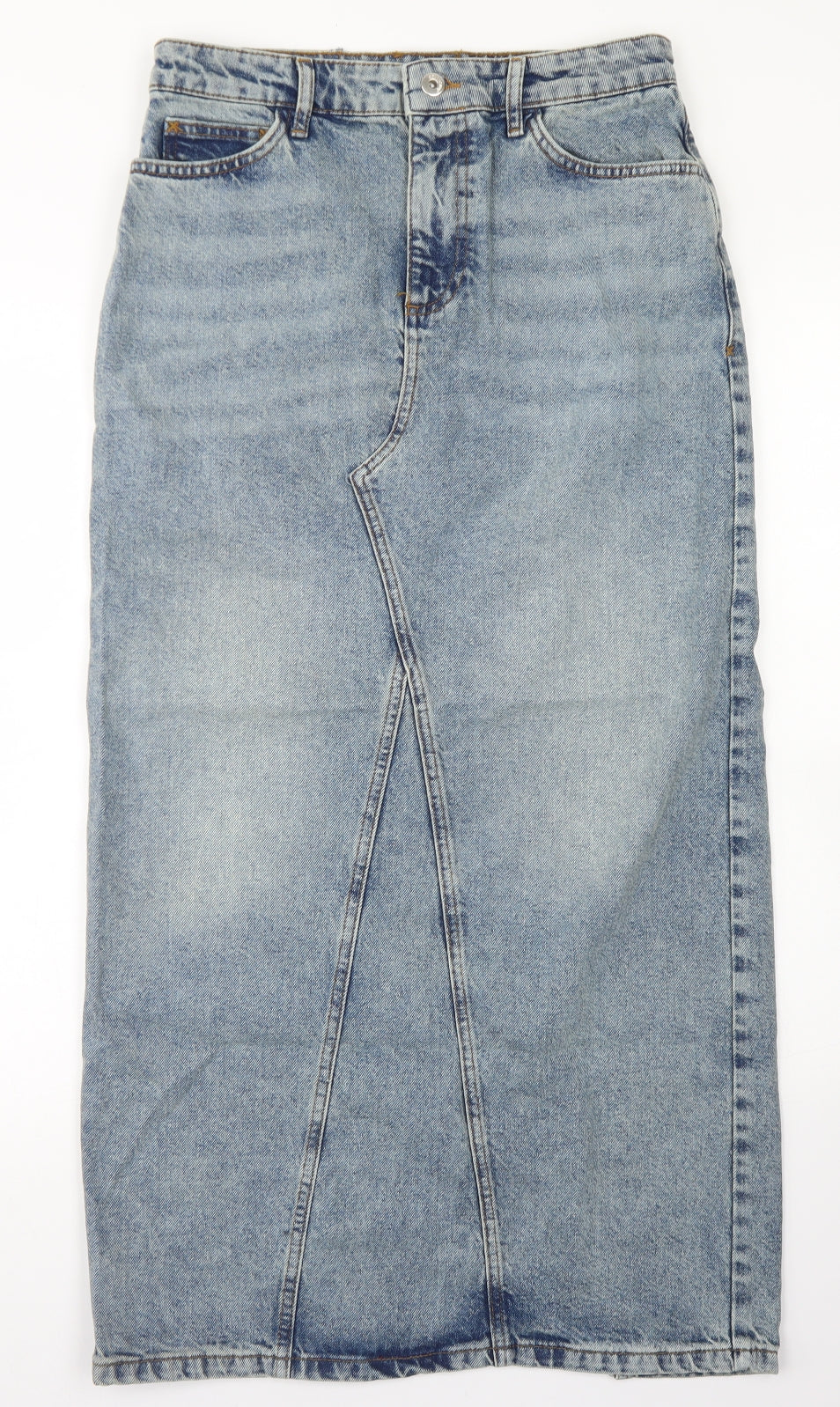 COLLUSION Womens Blue  Cotton Straight & Pencil Skirt Size 10   Button