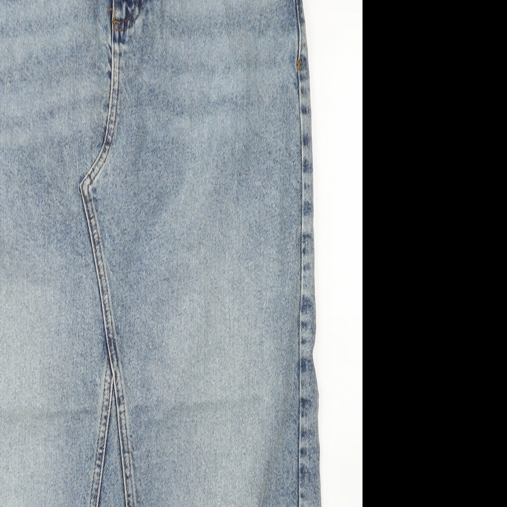 COLLUSION Womens Blue  Cotton Straight & Pencil Skirt Size 10   Button