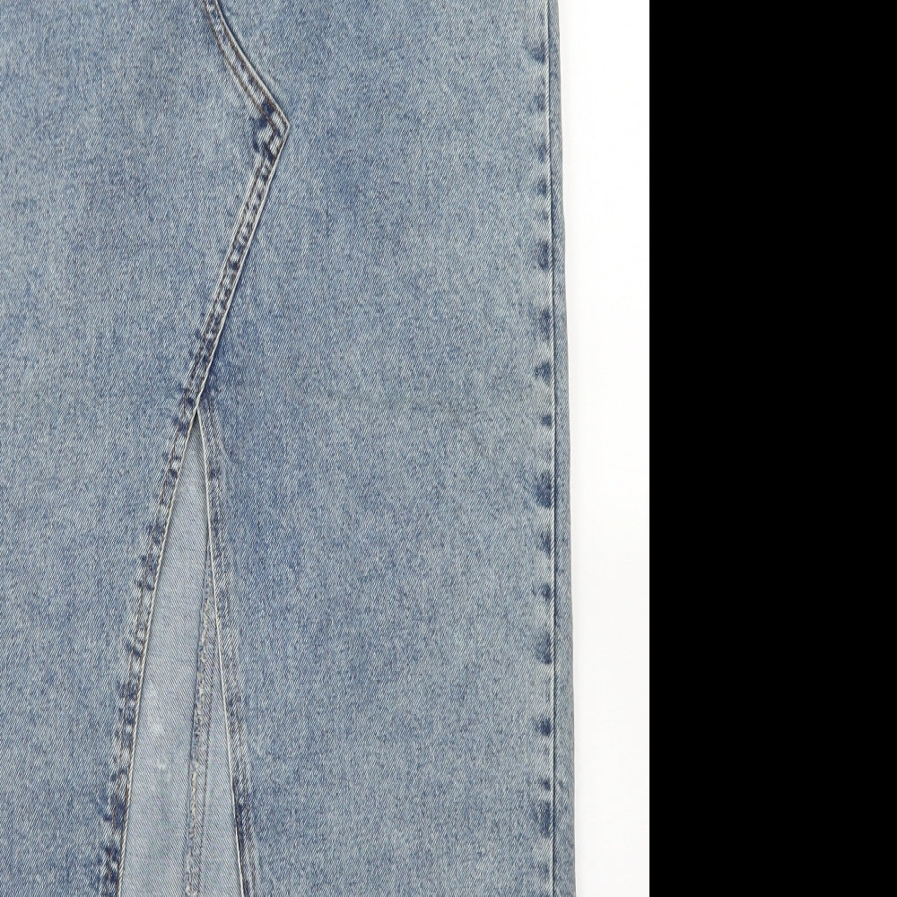 COLLUSION Womens Blue  Cotton Straight & Pencil Skirt Size 10   Button