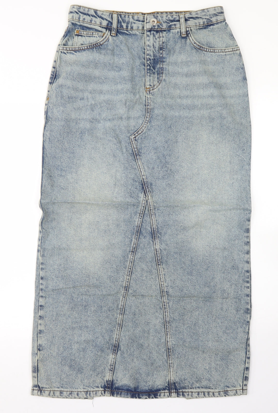 COLLUSION Womens Blue  Cotton Straight & Pencil Skirt Size 12   Button