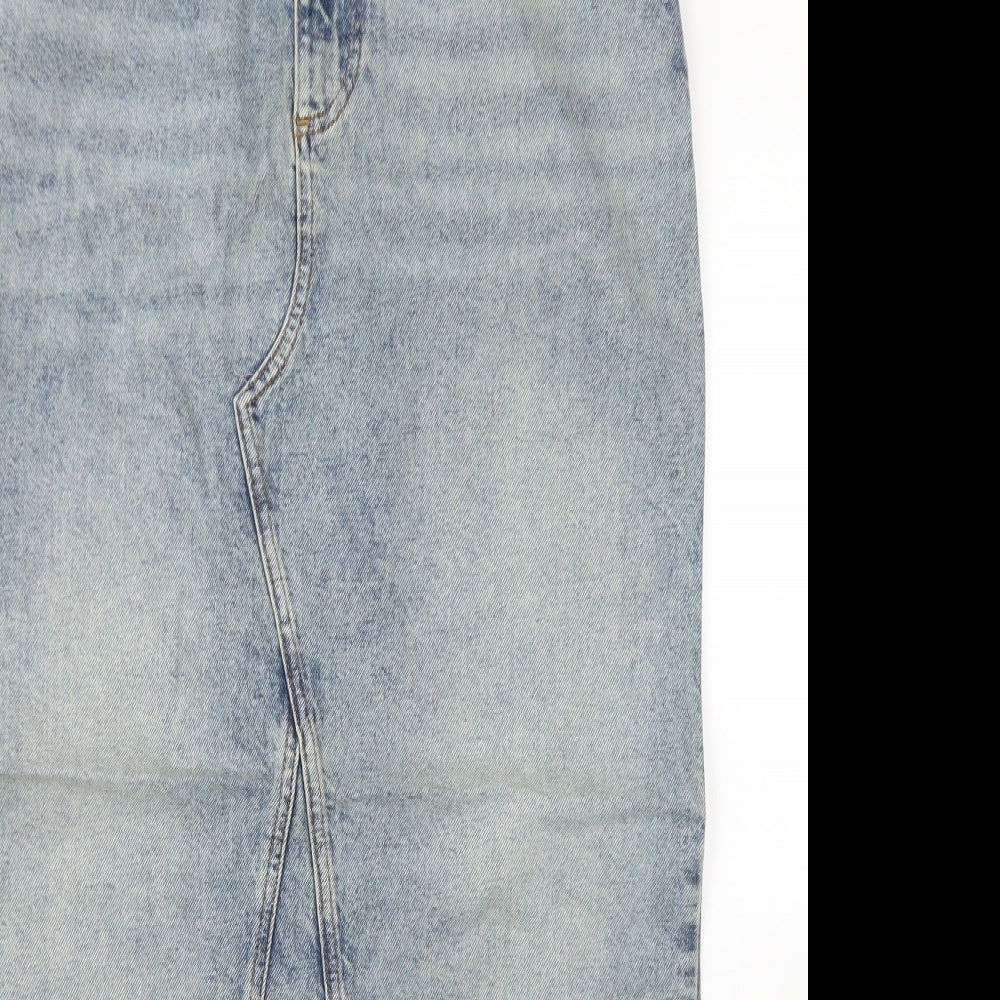 COLLUSION Womens Blue  Cotton Straight & Pencil Skirt Size 12   Button
