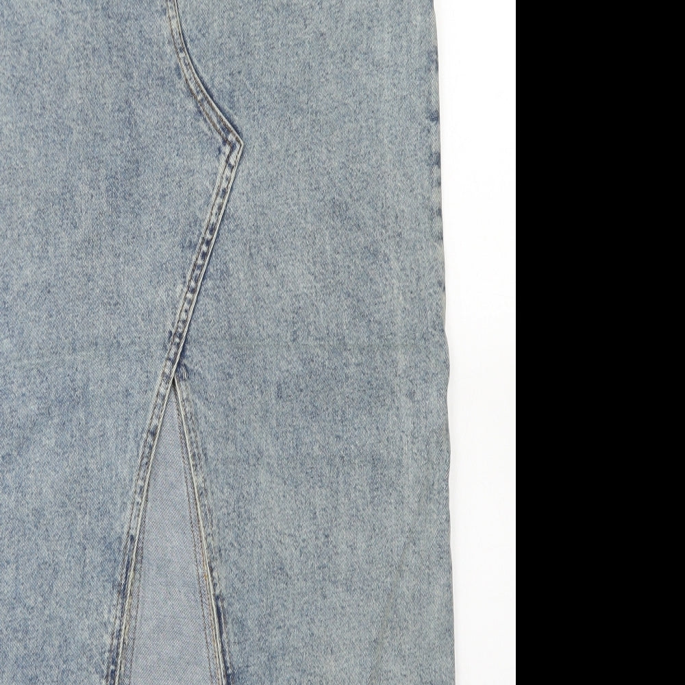 COLLUSION Womens Blue  Cotton Straight & Pencil Skirt Size 12   Button