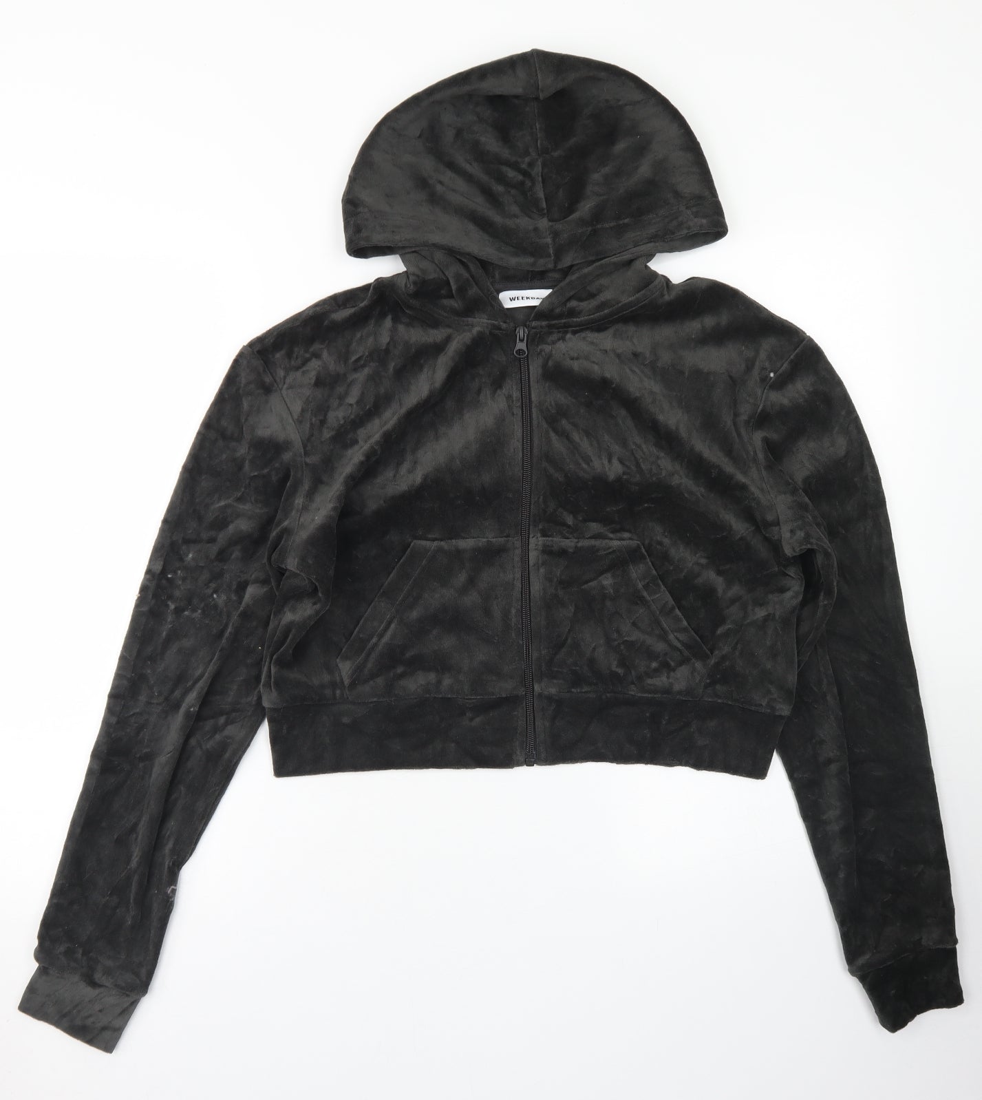Weekday Womens Green  Cotton Full Zip Hoodie Size M  Zip - Cropped