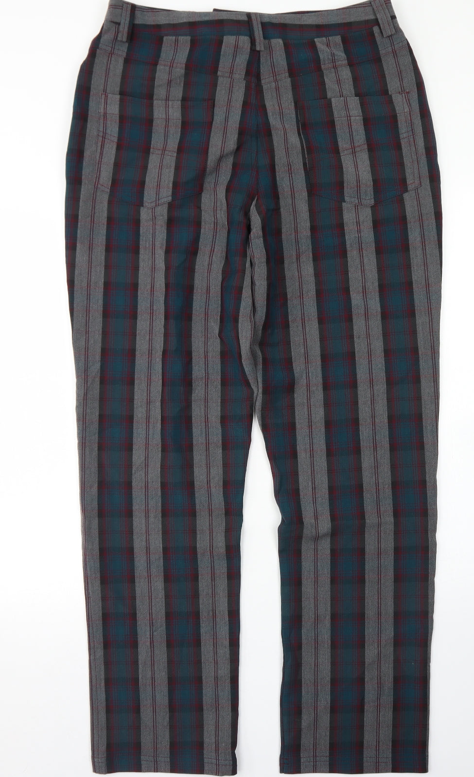 COLLUSION Mens Grey Plaid Polyester Dress Pants Trousers Size 32 in L32 in Regular Button