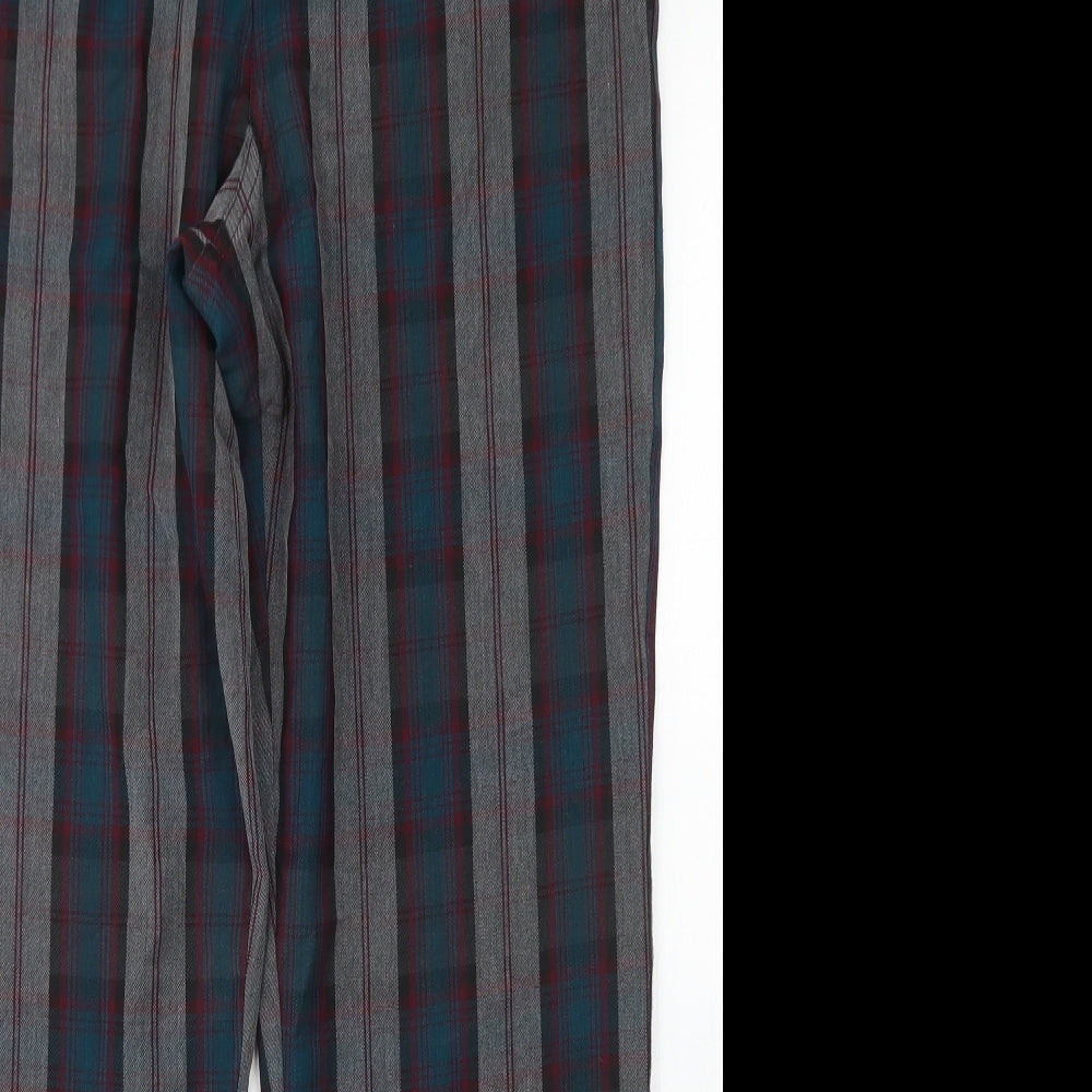 COLLUSION Mens Grey Plaid Polyester Dress Pants Trousers Size 32 in L32 in Regular Button