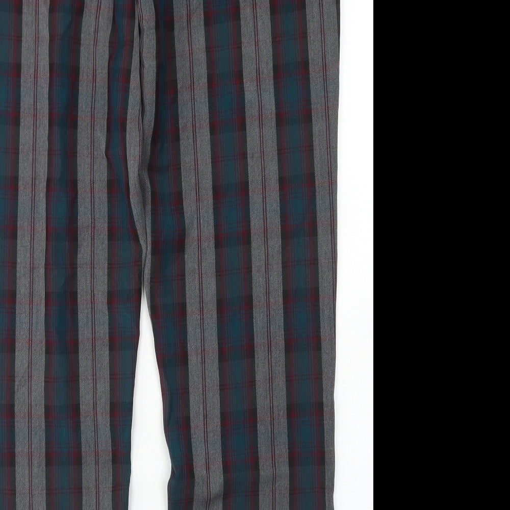 COLLUSION Mens Grey Plaid Polyester Dress Pants Trousers Size 32 in L32 in Regular Button