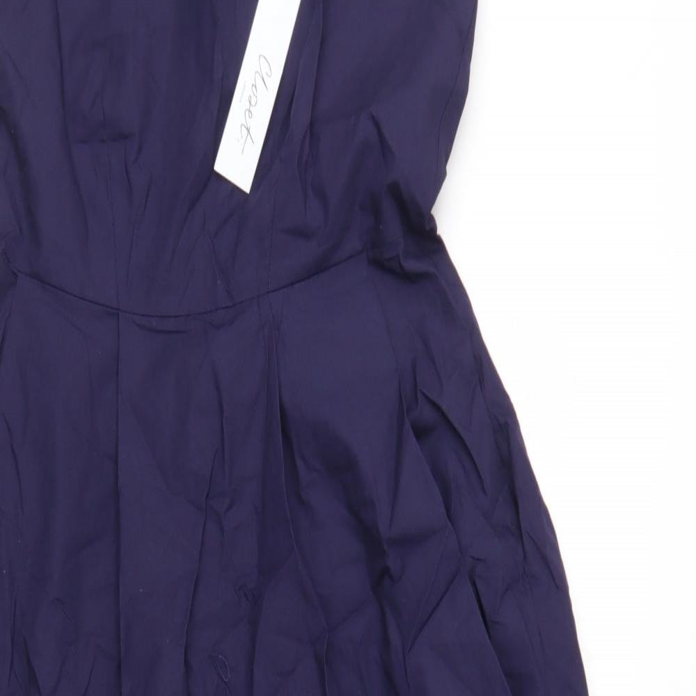 Closet Womens Purple  Cotton Fit & Flare  Size 12  V-Neck Zip