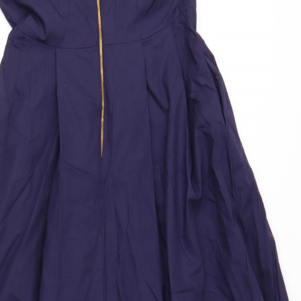 Closet Womens Purple  Cotton Fit & Flare  Size 12  V-Neck Zip