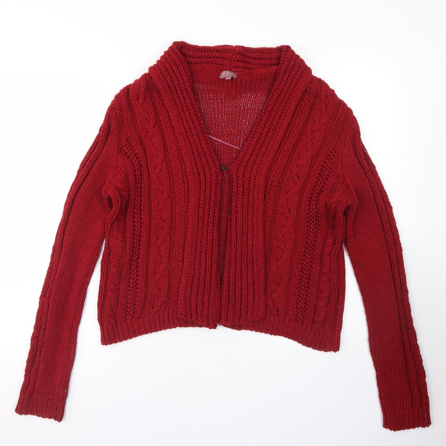 Trucco Womens Red Collared  Acrylic Cardigan Jumper Size XL