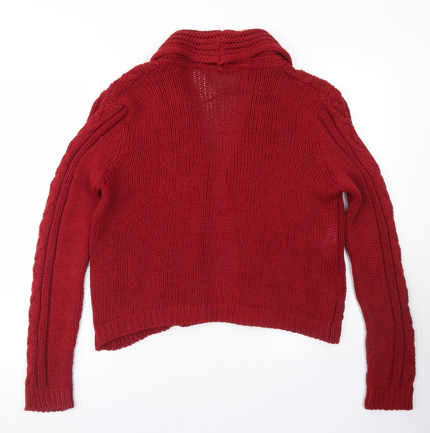 Trucco Womens Red Collared  Acrylic Cardigan Jumper Size XL