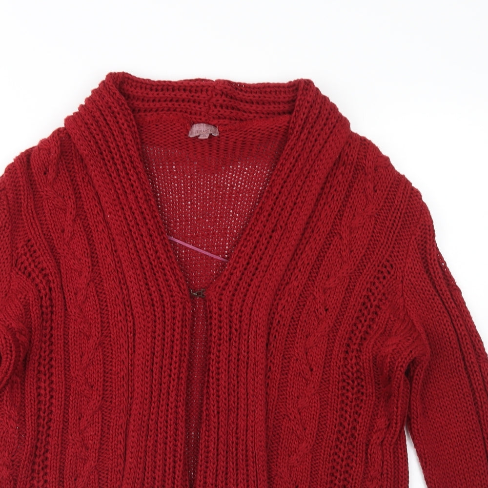 Trucco Womens Red Collared  Acrylic Cardigan Jumper Size XL