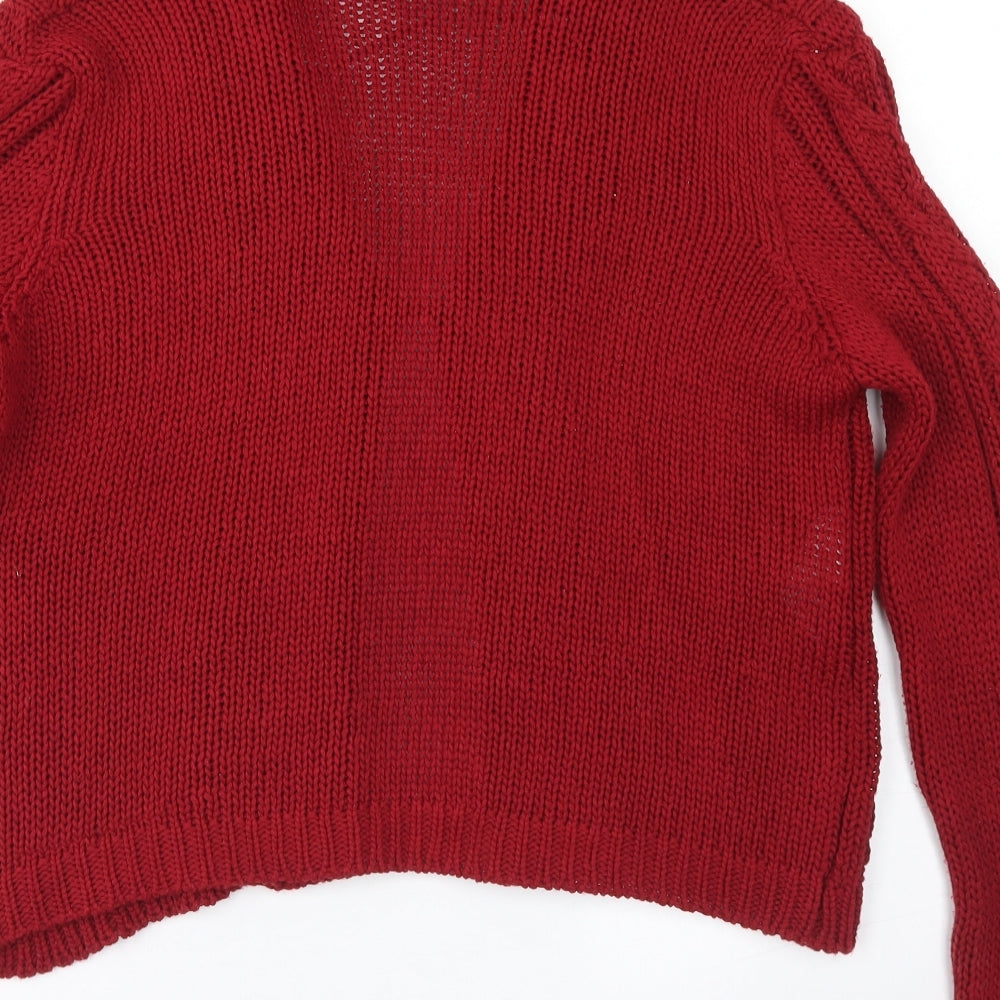 Trucco Womens Red Collared  Acrylic Cardigan Jumper Size XL