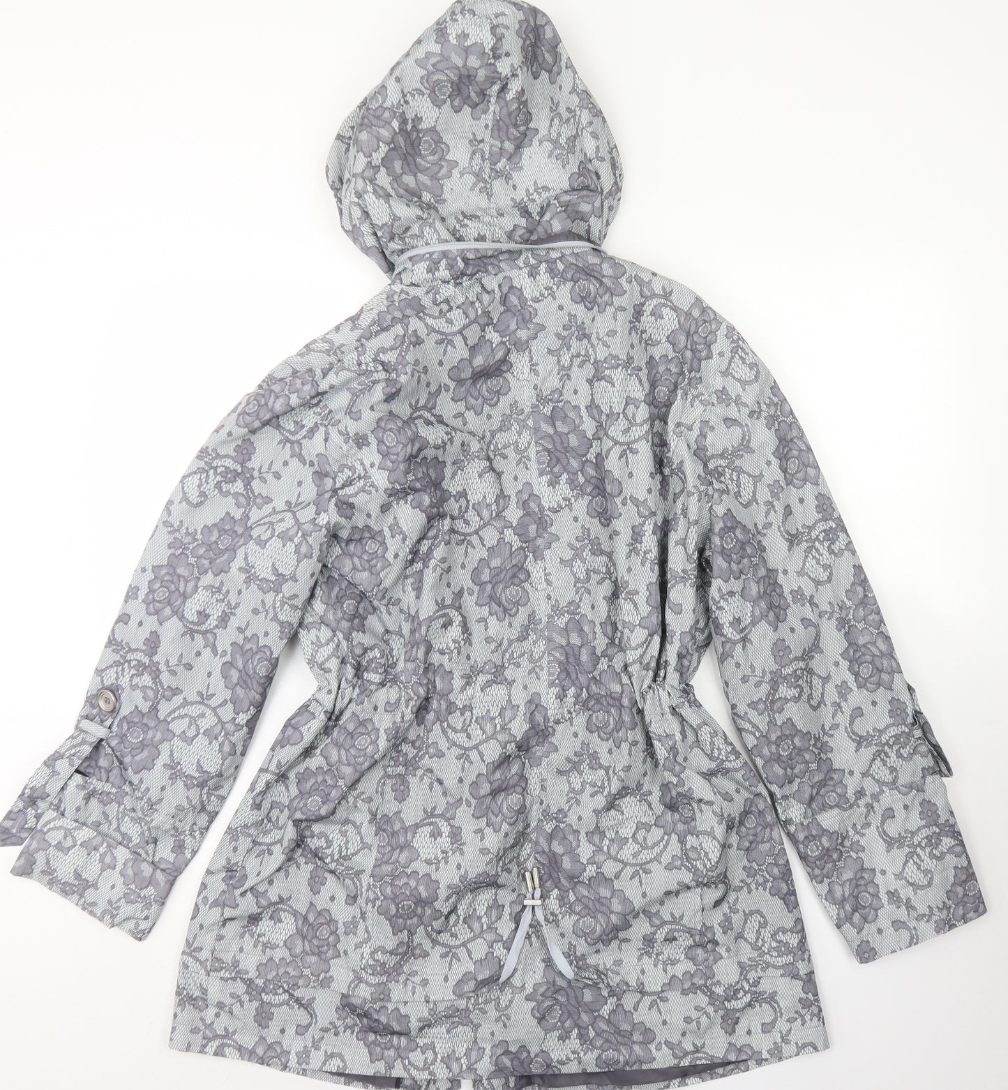 Klass  Womens Blue Floral  Rain Coat Jacket Size 18  Zip