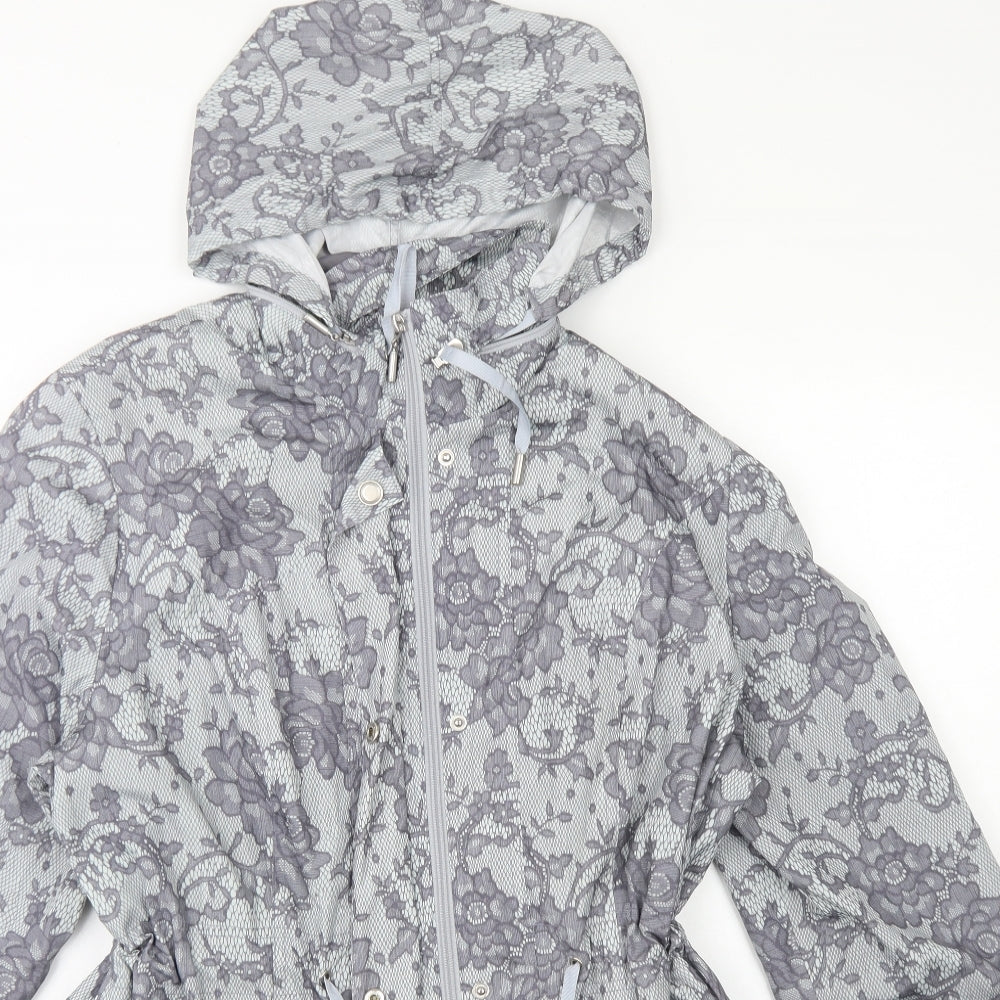 Klass  Womens Blue Floral  Rain Coat Jacket Size 18  Zip