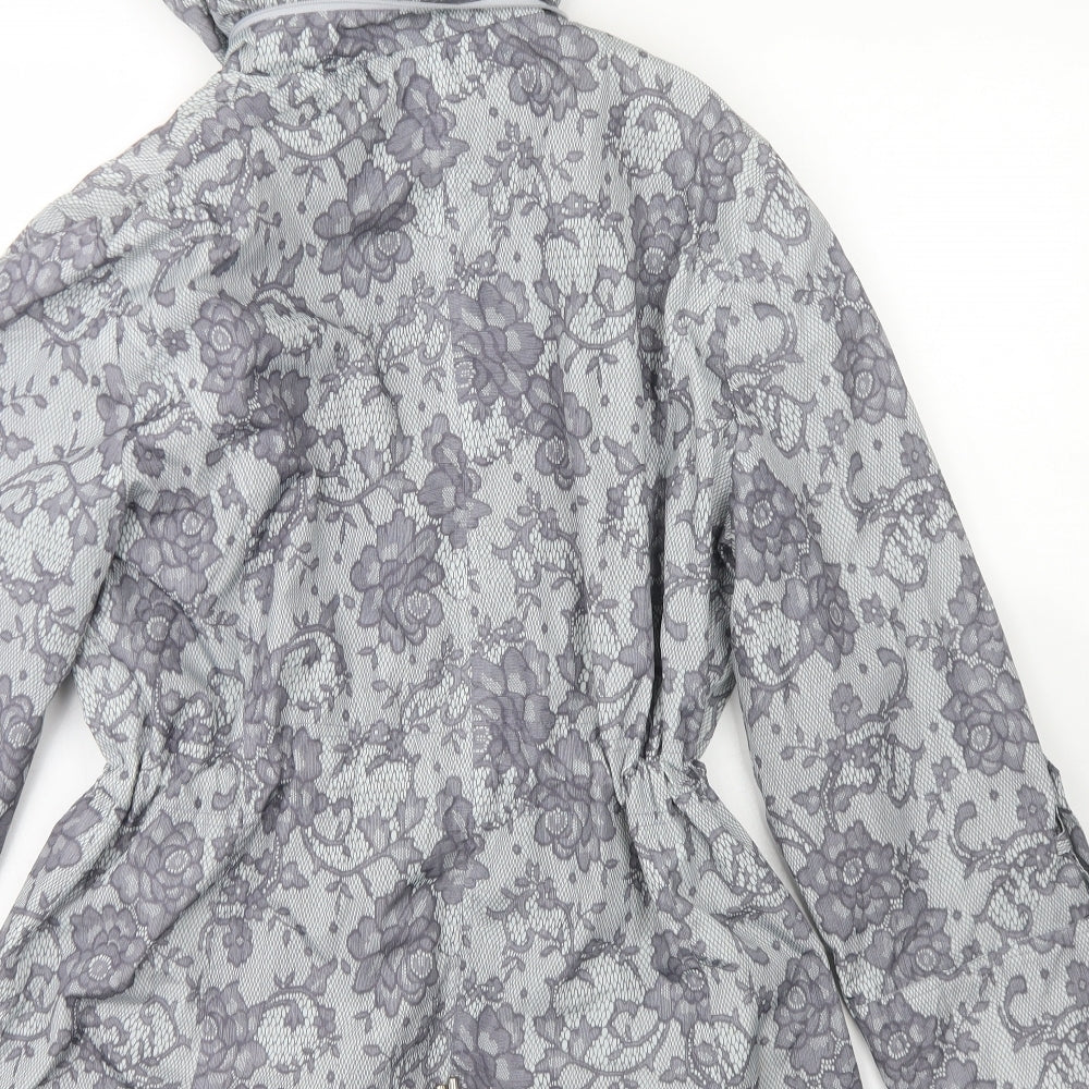 Klass  Womens Blue Floral  Rain Coat Jacket Size 18  Zip