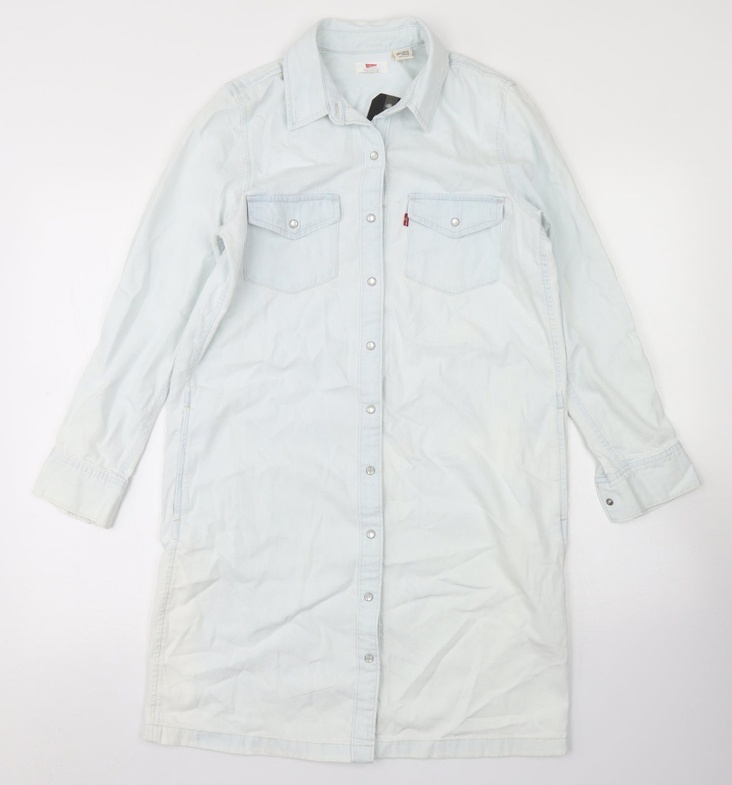 Levi's Womens Blue  Cotton Shirt Dress  Size XS  Collared Button
