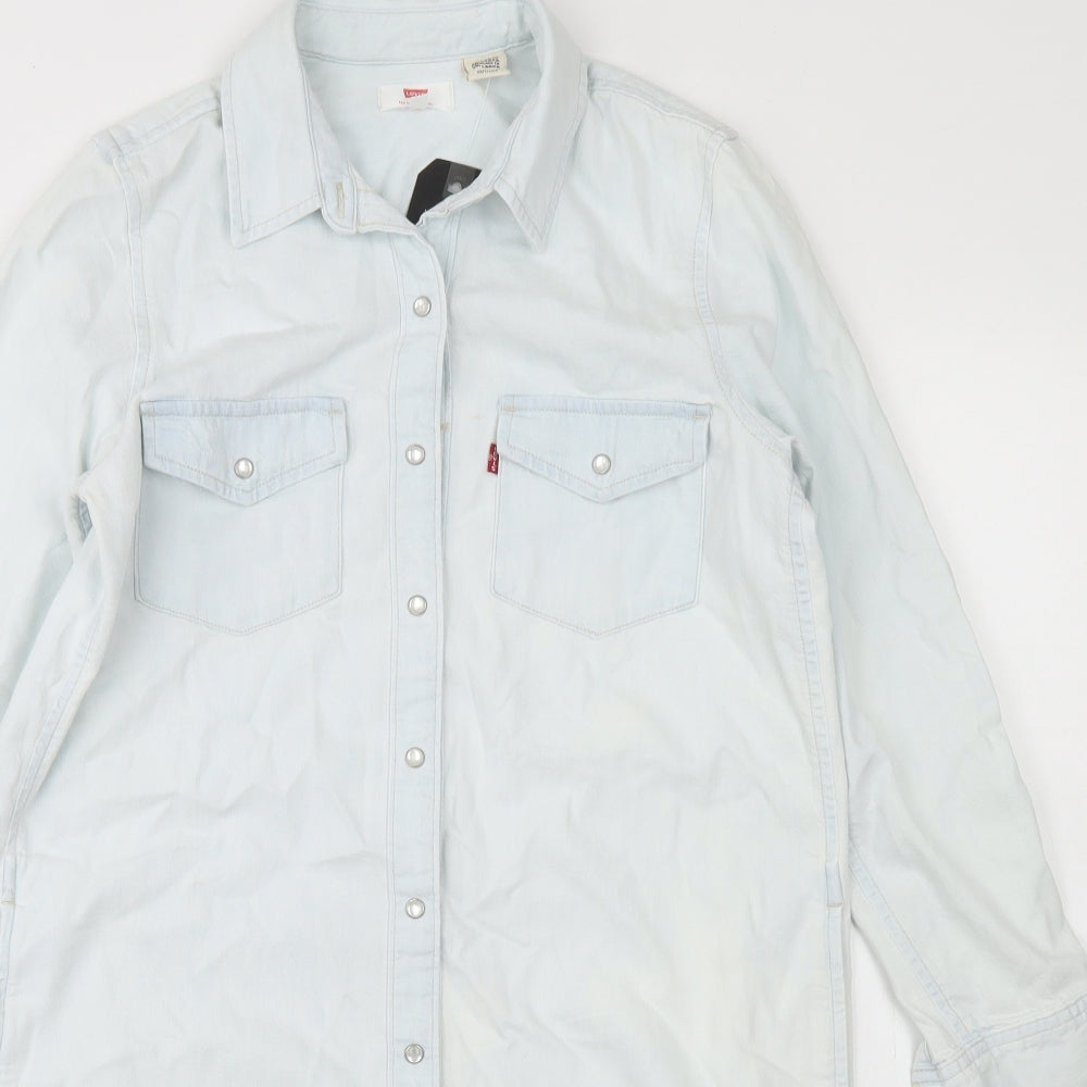 Levi's Womens Blue  Cotton Shirt Dress  Size XS  Collared Button