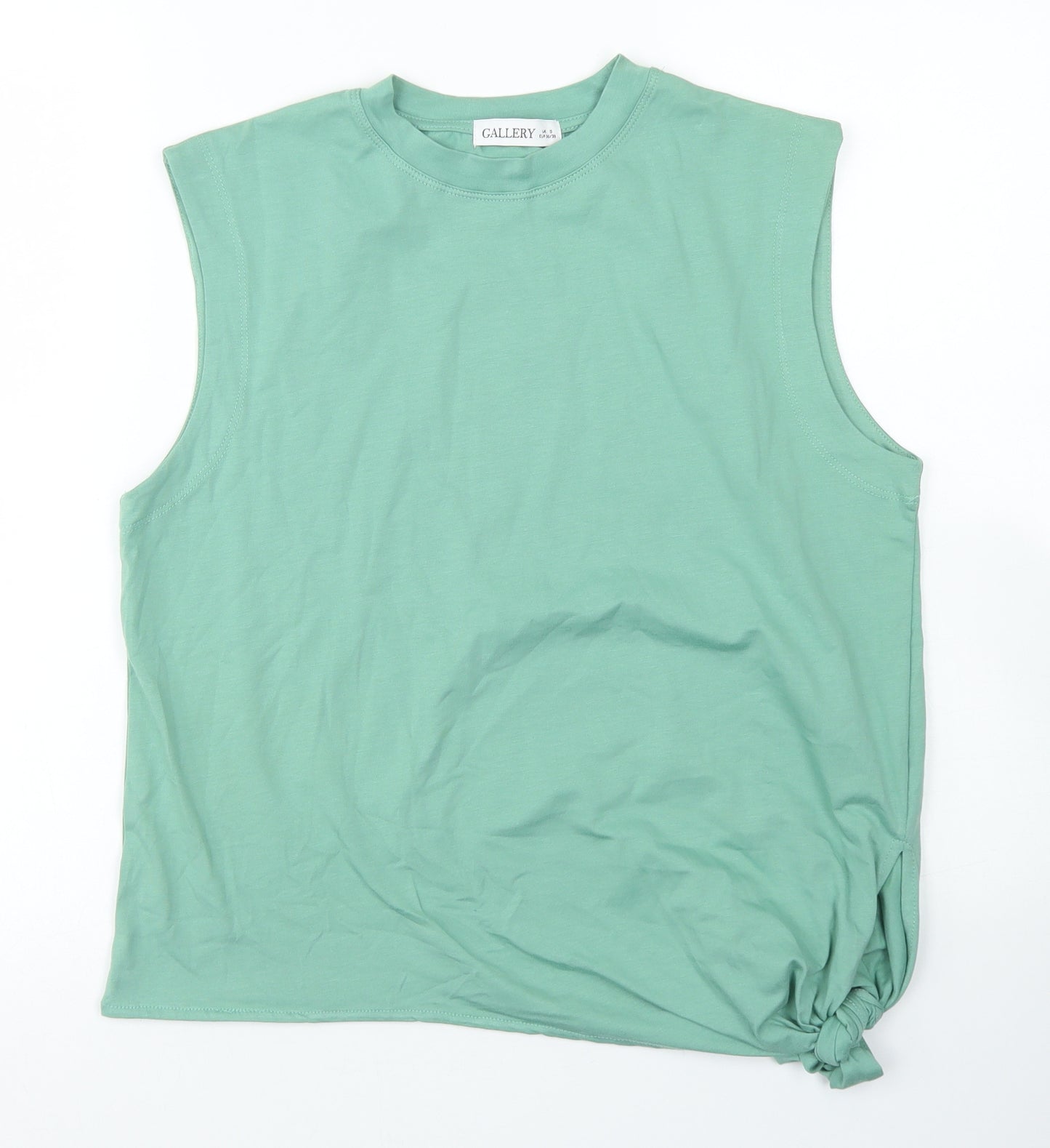Gallery Womens Green  Cotton Basic Tank Size S Crew Neck - Tie Front