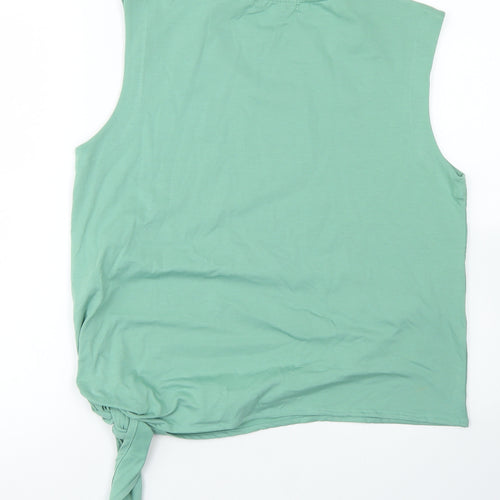 Gallery Womens Green  Cotton Basic Tank Size S Crew Neck - Tie Front