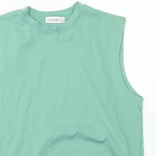 Gallery Womens Green  Cotton Basic Tank Size S Crew Neck - Tie Front