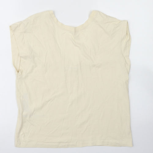 MNG Womens Ivory  Cotton Basic T-Shirt Size XS Round Neck - Scoop neck back
