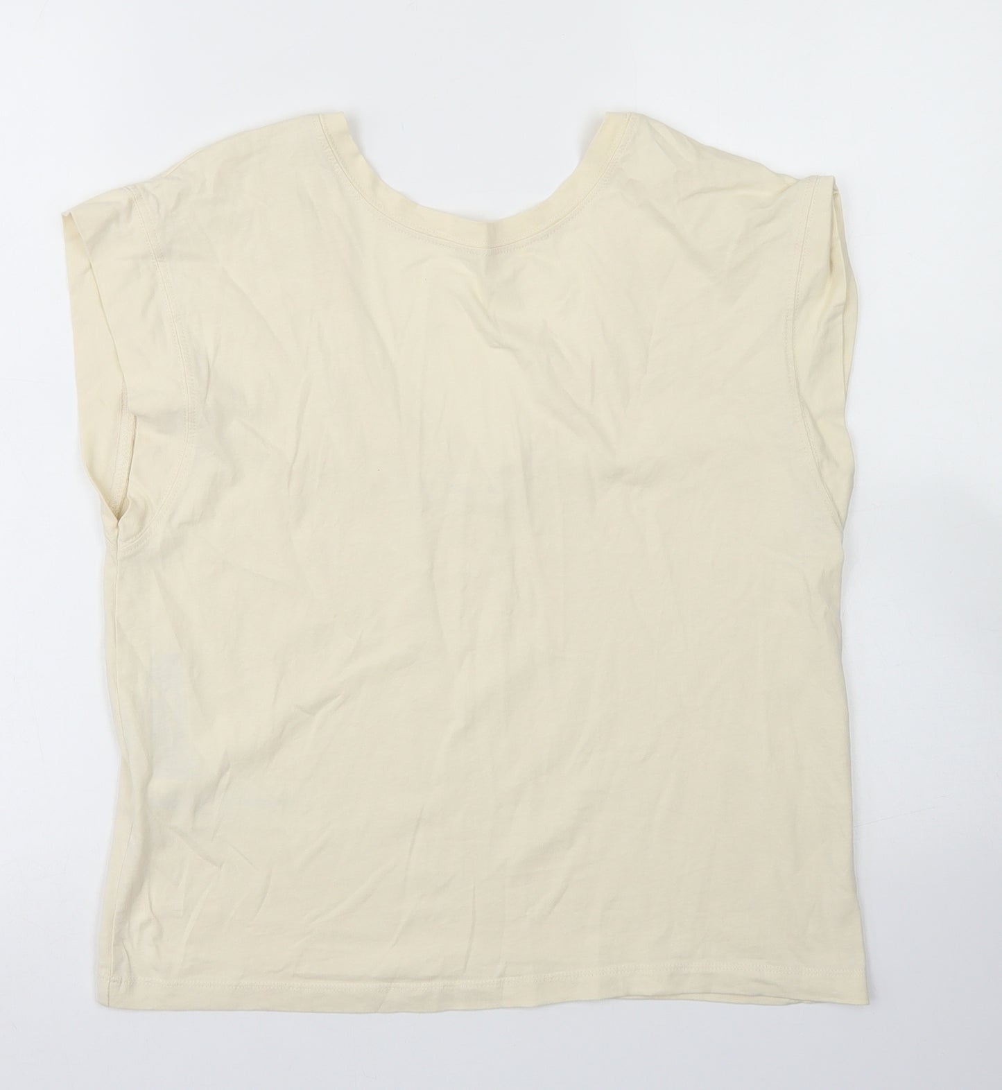 MNG Womens Ivory  Cotton Basic T-Shirt Size XS Round Neck - Scoop neck back