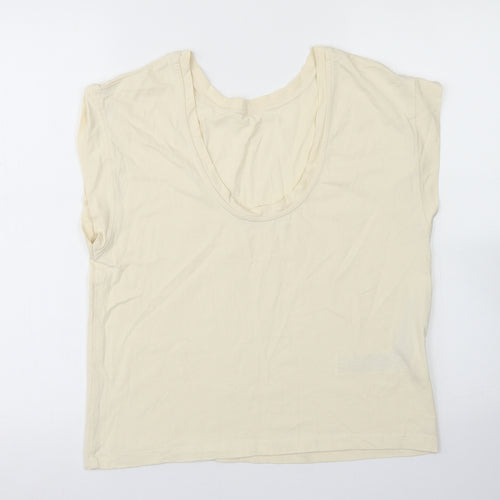 MNG Womens Ivory  Cotton Basic T-Shirt Size XS Round Neck - Scoop neck back