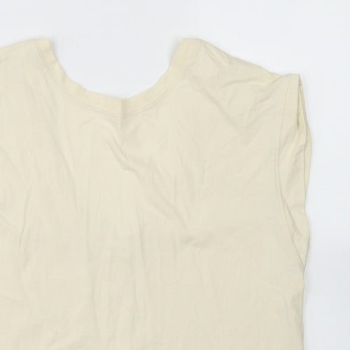 MNG Womens Ivory  Cotton Basic T-Shirt Size XS Round Neck - Scoop neck back