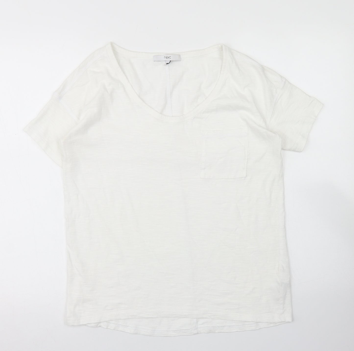 NEXT Womens White  Cotton Basic T-Shirt Size 10 Round Neck - Chest Pocket